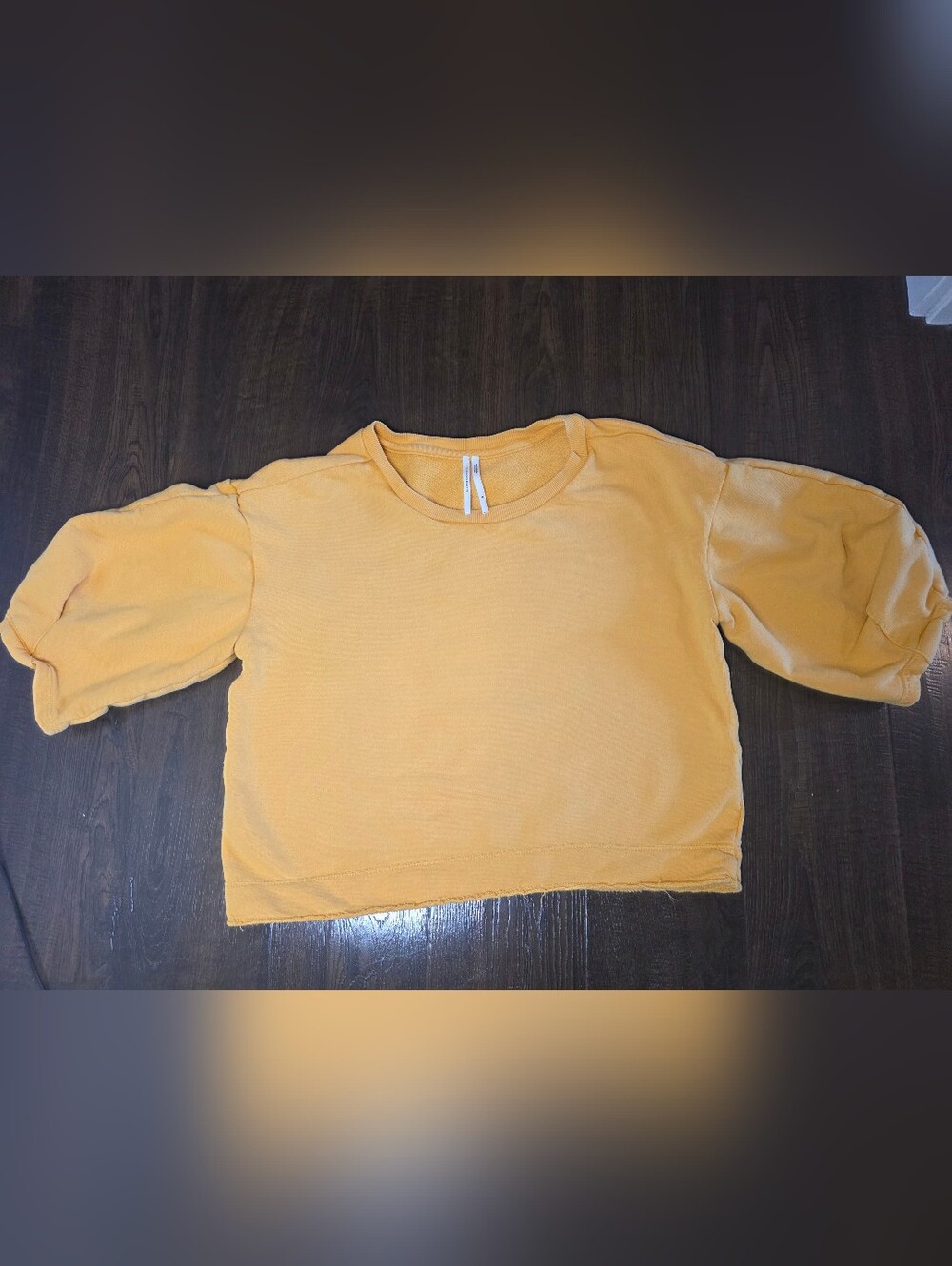 Anthropologie Sunlit Yellow Cropped Crewneck Sweatshirt - Picture 4 of 10